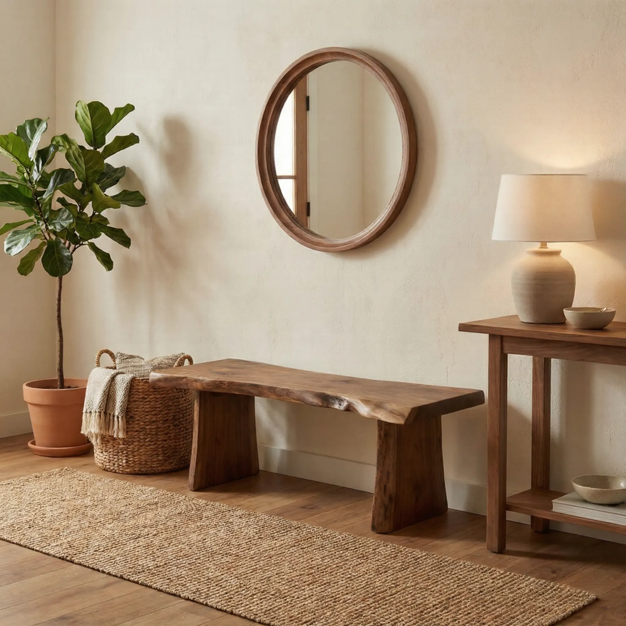 Handmade Solid Wood Bench with Metal Legs - view 4